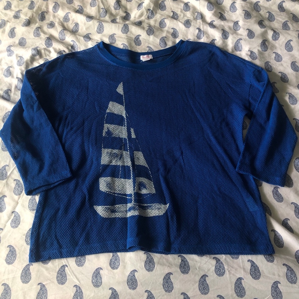 Sailboat fishnet 3/4 sleeve sweater